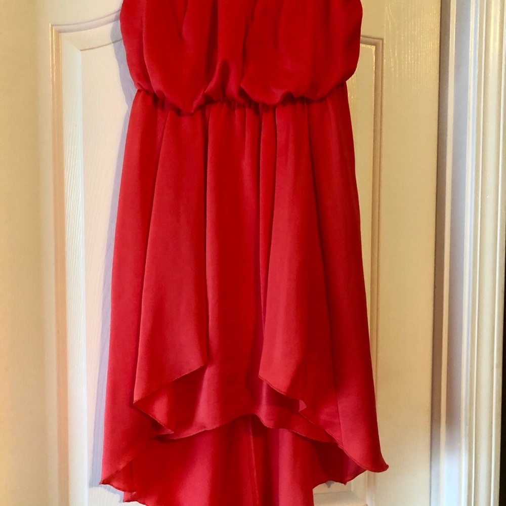Women’s Strapless Hot Pink High Low Dress